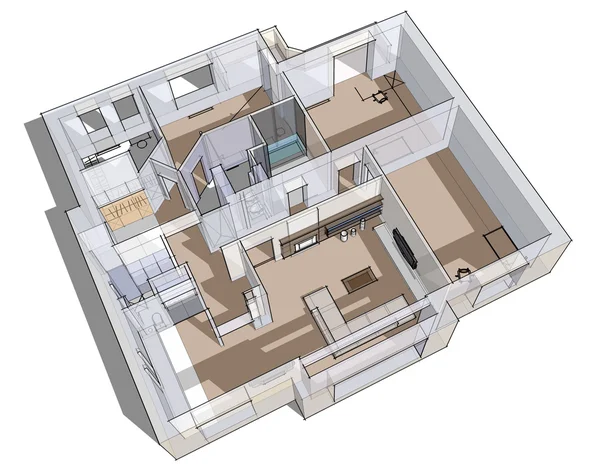 3D ескіз квартири — стокове фото