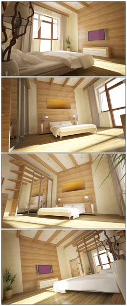 3D interiér hotelového pokoje — Stock fotografie