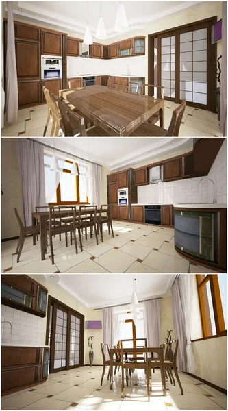 3d interior da cozinha — Fotografia de Stock