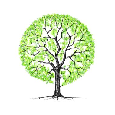 The tree, spring, drawing clipart