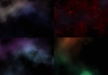 Set of 4 cosmic sky patterns clipart