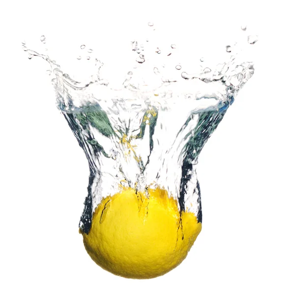 Lemon splashing in water — Stock Photo, Image