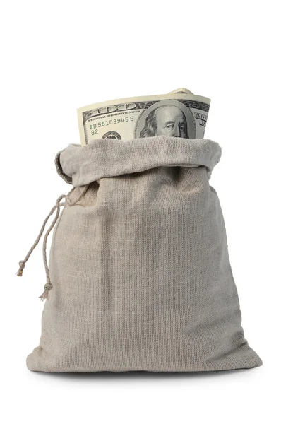Canvas money sack — Stock Photo, Image
