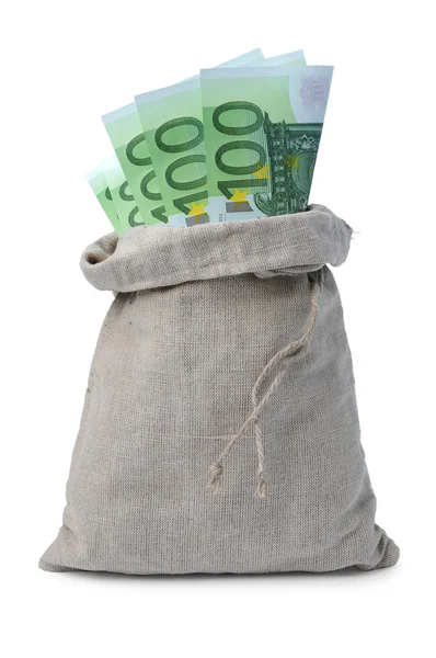 Euro in een zak Stockafbeelding