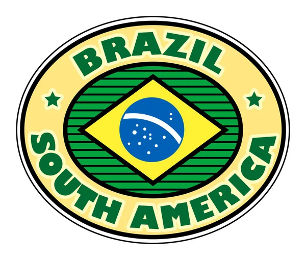 Brezilya, Güney Amerika etiketi — Stok Vektör