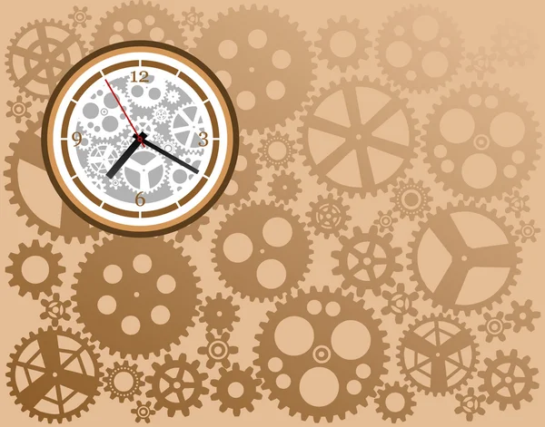 Horloge et engrenages — Image vectorielle