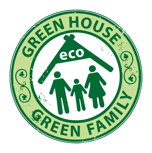 Famiglia francobolli verde — Vettoriale Stock