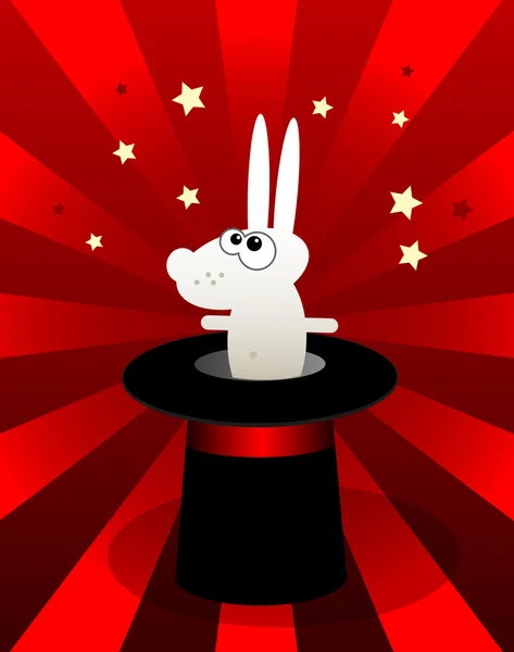 Кролик в капелюсі магії — стоковий вектор