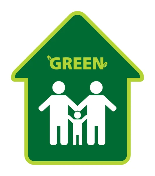 Klistermärke grön familj — Stock vektor