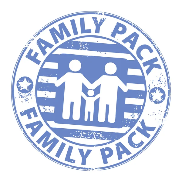 Familienpackung mit Stempel — Stockvektor