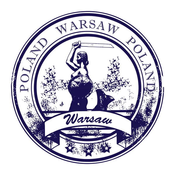 Stamp Warsaw, Poland — Stock Vector