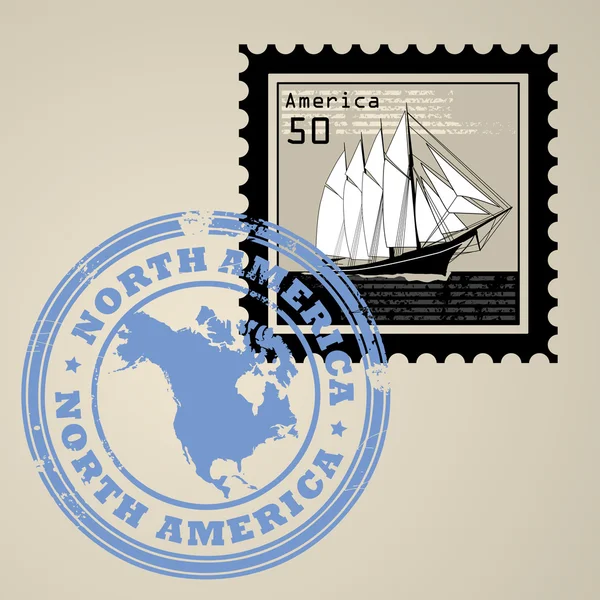 North America stamp — Stock Vector