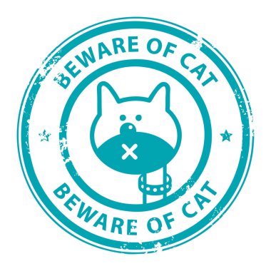 Beware of Cat stamp clipart