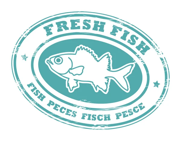 Sello de pescado fresco — Vector de stock