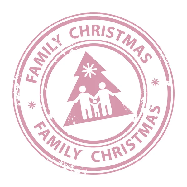 Family Christmas stamp — Stock Vector