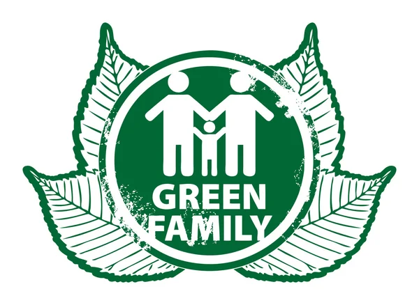 Σφραγίδα πράσινο οικογένεια — Διανυσματικό Αρχείο