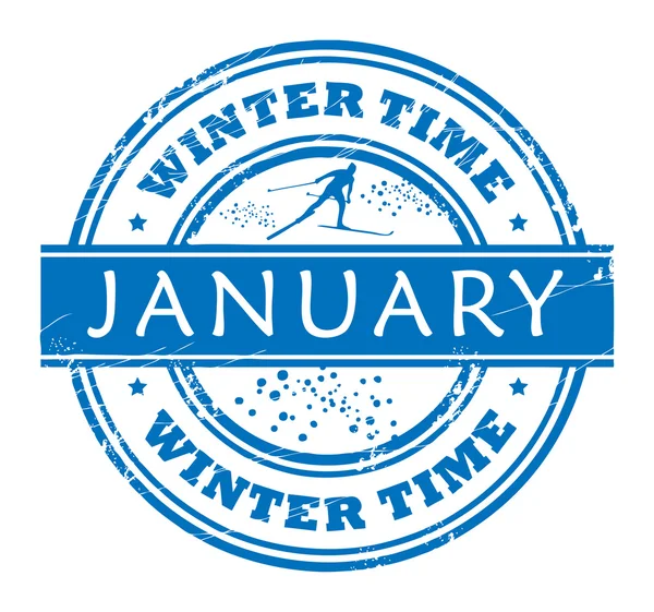 Enero - sello de la hora de invierno — Vector de stock