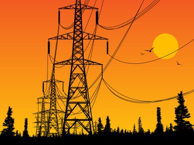 Electric power lines clipart