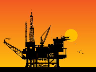 Oil rig in sea clipart