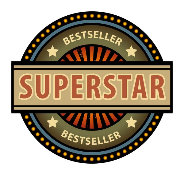 Etikett med ordet superstar — Stock vektor