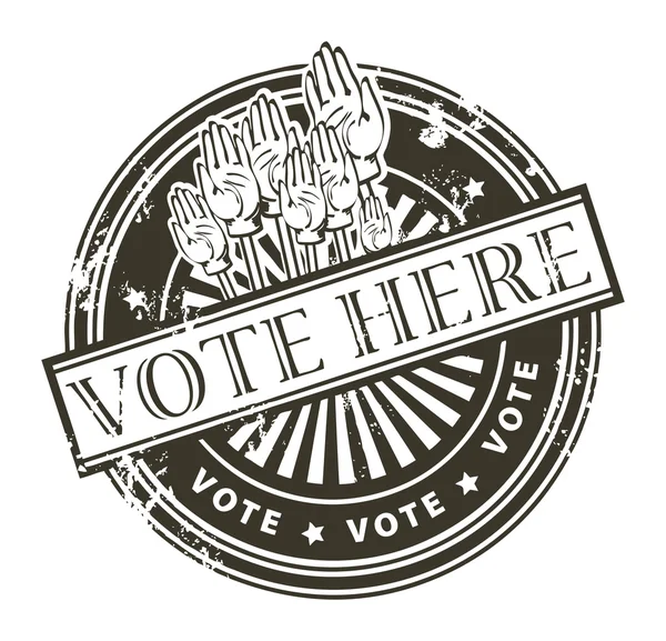 Vote here stamp — Stock Vector