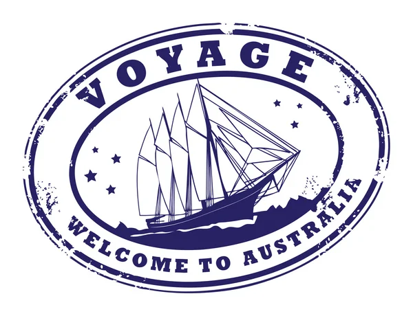 Voyage - Welcome to Australia stamp — Stock Vector