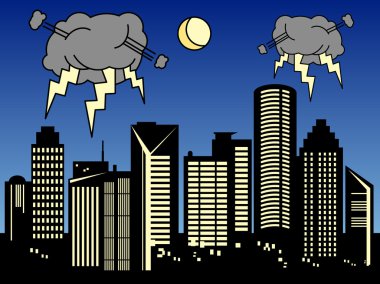 Storm in the city clipart