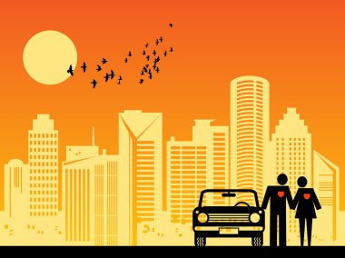 Couple with car clipart