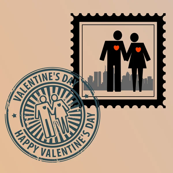 Valentinstag-Briefmarke — Stockvektor