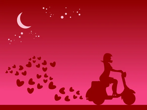 Silhouette Scooter fille — Image vectorielle