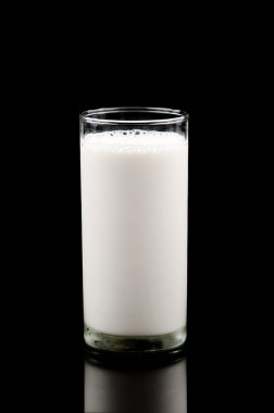 Glass of milk on black clipart