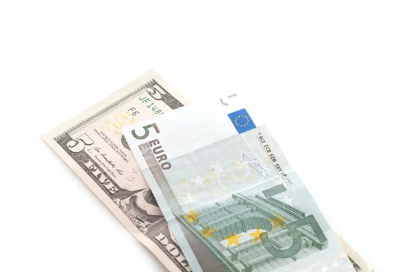 Dolar vs 欧元 — 图库照片