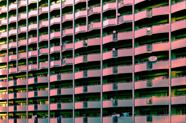 Interesting pattern and color on this apartment building.