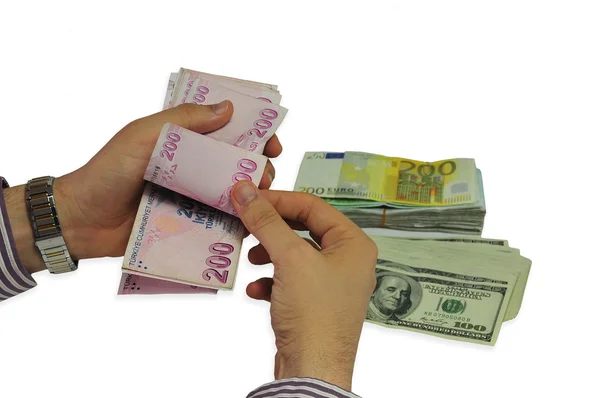 Duecento lire turche, soldi, isolate — Foto Stock