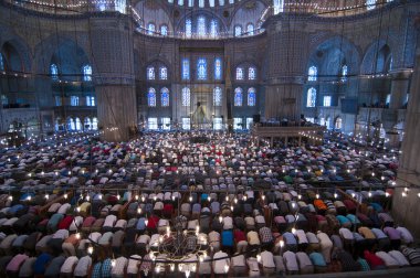 Muslim Friday prayer, blue mosque Turkey clipart