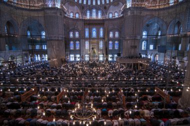 Muslim Friday prayer, blue mosque Turkey clipart