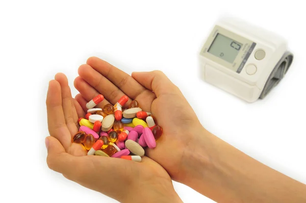 stock image Sphygmomanometer and drugs