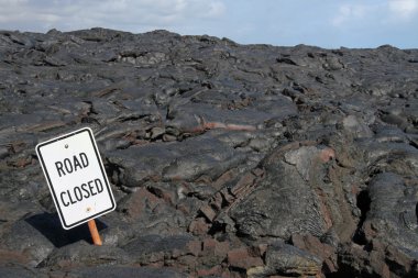 Road Closed - lava field (Big Island, Hawaii) clipart
