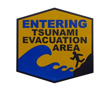 Warning sign - tsunami evacuation area (Hawaii) clipart