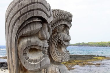Tiki Statues at Place of Refuge (Honaunau, Hawaii) clipart