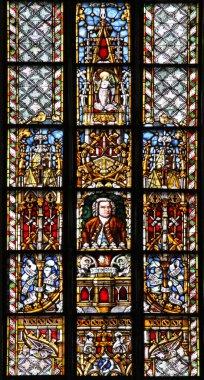 Colorful window of the St. Thomas Church, Leipzig (Germany)