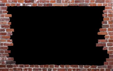 Brick wall as a grungy frame, isolated clipart