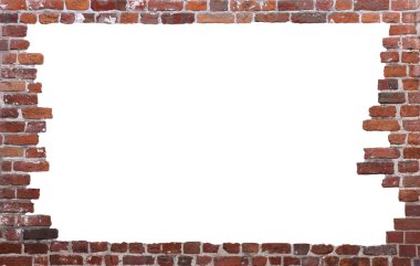 Brick wall as a grungy frame, isolated clipart