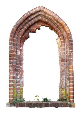 Brick window as a grungy frame, isolated clipart