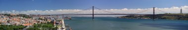 Bridge over river Tejo in Lisbon (Portugal) clipart