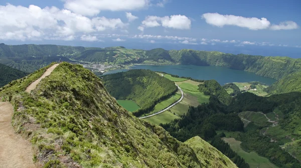 Miradouro sobre Sete Cidades em São Miguel, Açores — Fotografia de Stock