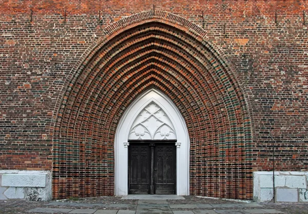 入口处的大教堂圣尼古拉在 greifswald — 图库照片