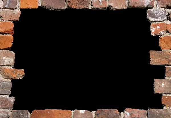 Bakstenen muur als een grungy frame, geïsoleerde 03 — Stok fotoğraf