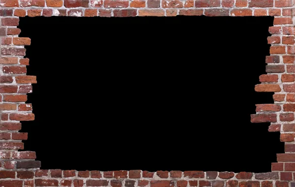 Mur z cegły jako ramkę nieczysty, na białym tle — Zdjęcie stockowe