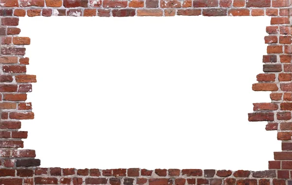 Bakstenen muur als een grungy frame, geïsoleerd — Stockfoto